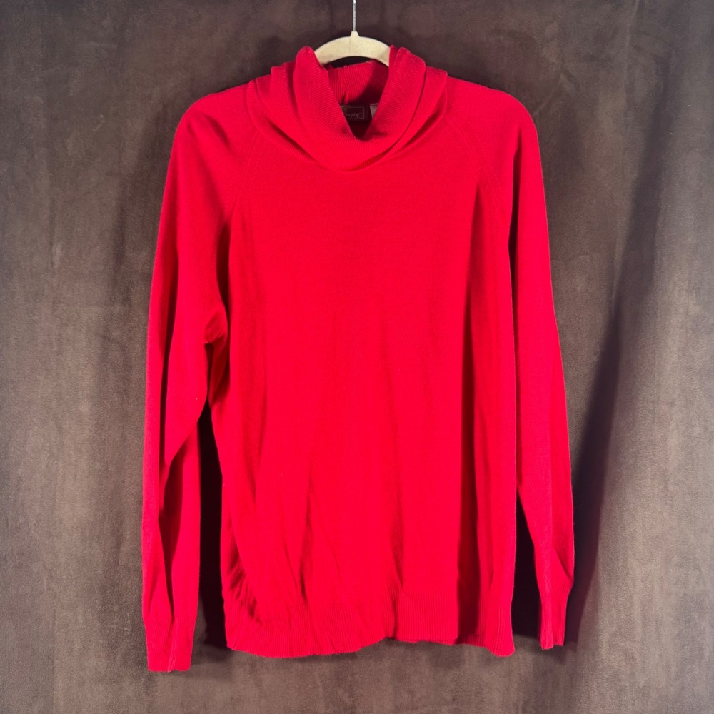 Worthington Red Cowl Neck Sweater Vintage Made in USA Acrylic Knit Large